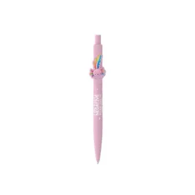   Golyóstoll, 0,8 mm, nyomógombos, rózsaszín tolltest, ICO "Axolotl", kék