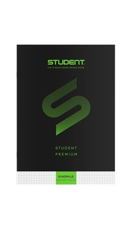 Füzet, tűzött, A4, kockás, 32 lap, ICO "Student Premium", "87-32", fekete