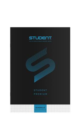 Füzet, tűzött, A4, kockás, 32 lap, ICO "Student Premium", "87-32", fekete