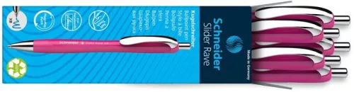 Golyóstoll, 0,7 mm, nyomógombos, SCHNEIDER "Slider Rave XB", magenta