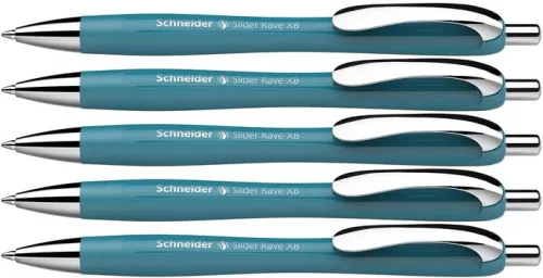 Golyóstoll, 0,7 mm, nyomógombos, SCHNEIDER "Slider Rave XB", türkiz