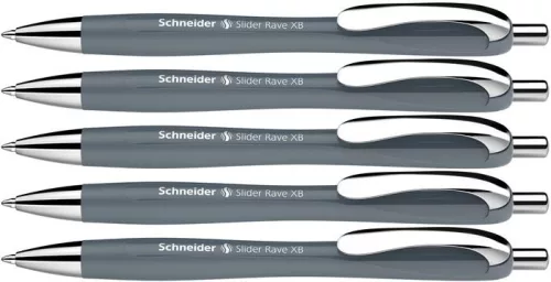 Golyóstoll, 0,7 mm, nyomógombos, SCHNEIDER "Slider Rave XB", szürke