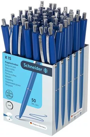 Golyóstoll, 0,5 mm, nyomógombos, SCHNEIDER "K15", kék