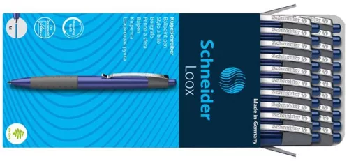 Golyóstoll, 0,5 mm, nyomógombos, SCHNEIDER "Loox", kék