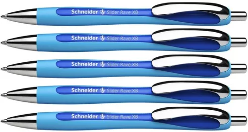 Golyóstoll, 0,7 mm, nyomógombos, SCHNEIDER "Slider Rave XB", kék