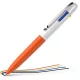 Golyóstoll, 0,5 mm, nyomógombos, négyszínű, SCHNEIDER "Take 4 Neon", narancs-fehér