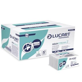 Kéztörlő, Z hajtogatott, 2 rétegű, 242 lap, LUCART "Aquastream", fehér   Kéztörlő, Z hajtogatott, 2 rétegű, 242 lap, LUCART "Aquastream", fehér