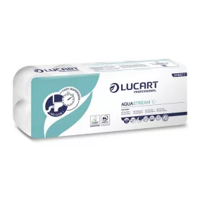   Toalettpapír, 2 rétegű, 10 tekercs, kistekercses, 22 m, LUCART "Aquastream 10"