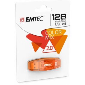   Pendrive, 128GB, USB 2.0, EMTEC "C410 Color", narancssárga