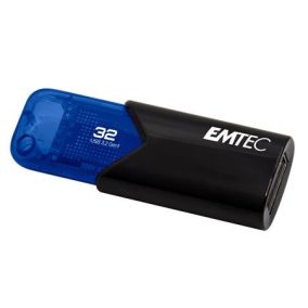 Pendrive, 32GB, USB 3.2, EMTEC "B110 Click Easy", fekete-kék   Pendrive, 32GB, USB 3.2, EMTEC "B110 Click Easy", fekete-kék