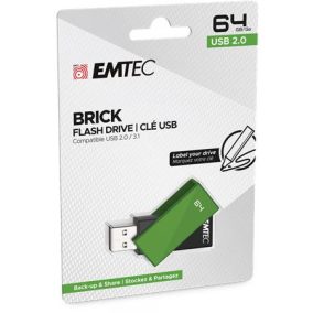 Pendrive, 64GB, USB 2.0, EMTEC "C350 Brick", zöld Pendrive, 64GB, USB 2.0, EMTEC "C350 Brick", zöld