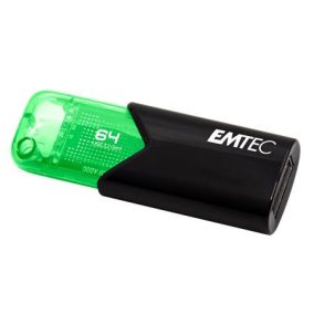 Pendrive, 64GB, USB 3.2, EMTEC "B110 Click Easy", fekete-zöld   Pendrive, 64GB, USB 3.2, EMTEC "B110 Click Easy", fekete-zöld