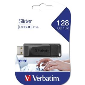 Pendrive, 128GB, USB 2.0, VERBATIM "Slider", fekete   Pendrive, 128GB, USB 2.0, VERBATIM "Slider", fekete