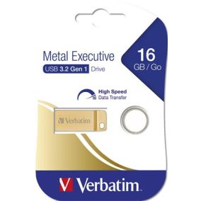 Pendrive, 16GB, USB 3.2, VERBATIM "Executive Metal" arany   Pendrive, 16GB, USB 3.2, VERBATIM "Executive Metal" arany