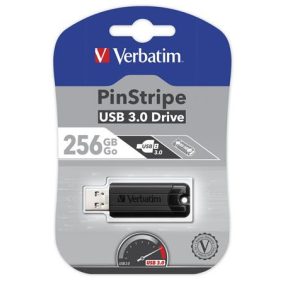 Pendrive, 256GB, USB 3.2, VERBATIM "Pinstripe", fekete   Pendrive, 256GB, USB 3.2, VERBATIM "Pinstripe", fekete