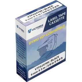   Feliratozógép szalag, 9 mm x 3 m, VICTORIA TECHNOLOGY, fekete