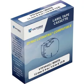   Feliratozógép szalag, 12 mm x 4 m, VICTORIA TECHNOLOGY, fehér