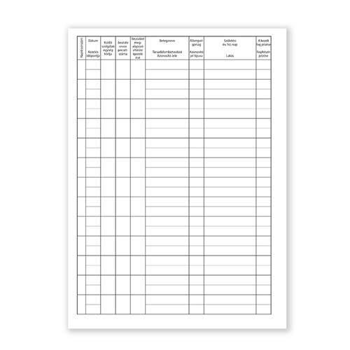 Fogorvosi ambuláns napló 250 lapos könyv A/4 álló