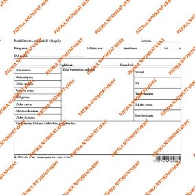 Nőgyógyászati karton szabadlap A/5 fekvő Nőgyógyászati karton szabadlap A/5 fekvő