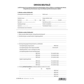   Orvosi beutaló az NRSZH szakértői bizottságához A/4 négyoldalas