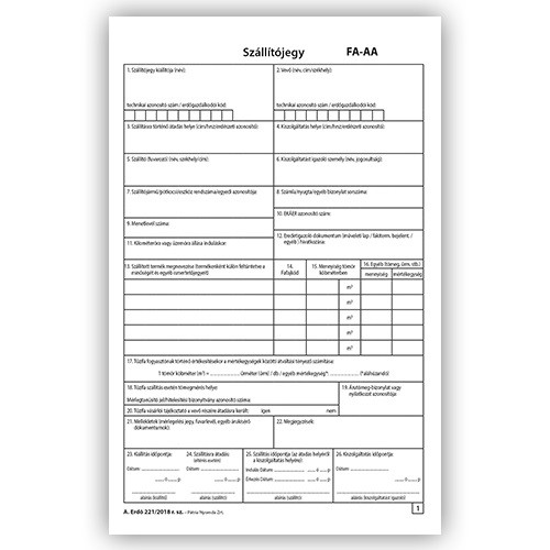Szállítójegy tömb 25x4 lapos B/5