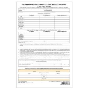 Üzembentartói jog átruházásáról szóló szerződés 4 lapos garn. A/4   Üzembentartói jog átruházásáról szóló szerződés 4 lapos garn. A/4