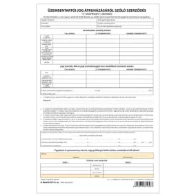   Üzembentartói jog átruházásáról szóló szerződés 4 lapos garn. A/4