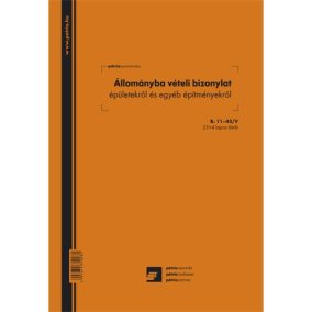 Állománybavételi bizonylat épületekről és építményekről 25x4 lapos tömb A/4 álló   Állománybavételi bizonylat épületekről és építményekről 25x4 lapos tömb A/4 álló