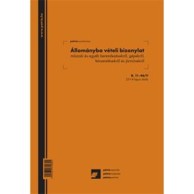 Állománybavételi bizonylat műszaki és egyéb berendezésekről 25x4 lapos tömb A/4 álló   Állománybavételi bizonylat műszaki és egyéb berendezésekről 25x4 lapos tömb A/4 álló
