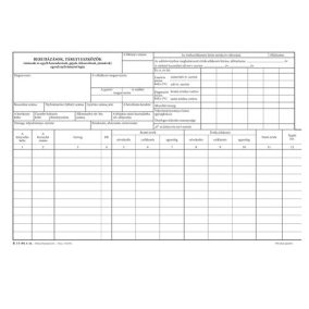   Beruházások tárgyi eszközök egyedi nyilvántartó lapja A/4 fekvő