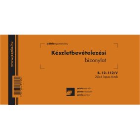   Készletbevételezési bizonylat 2 tételes 25x4 lapos tömb 203x102 mm