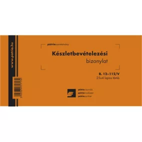   Készletbevételezési bizonylat 2 tételes 25x4 lapos tömb 203x102 mm