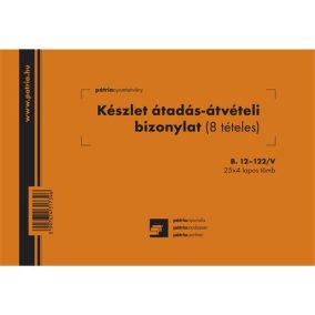   Készlet átadási-átvételi bizonylat 8 tételes 25x4 lapos tömb A/5 fekvő