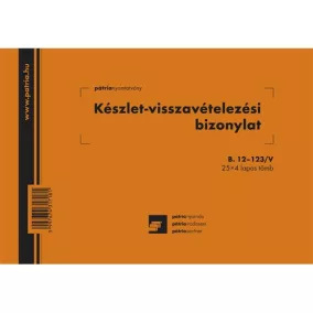   Készlet visszavételezési bizonylat 8 tételes 25x4 lapos tömb A/5 fekvő