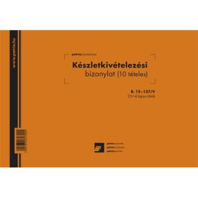   Készletkivételezési bizonylat 10 tételes 25x4 lapos tömb 245x170 mm