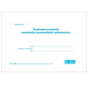   Eszközök munkahelyi nyilvántartása 11 tételes A/5 fekvő