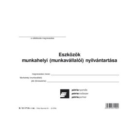   Eszközök munkahelyi nyilvántartása 67 tételes A/5 fekvő