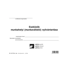   Eszközök munkahelyi nyilvántartása 67 tételes A/5 fekvő