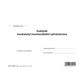   Eszközök munkahelyi nyilvántartása 123 tételes A/5 fekvő