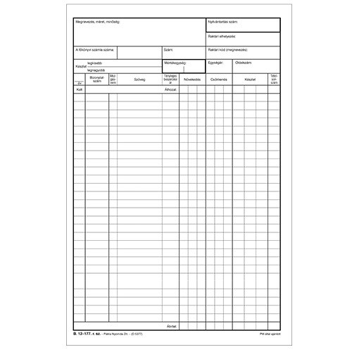 Készletnyilvántartó füzet 26 lapos A/4 álló