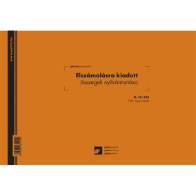Elszámolásra kiadott összegek nyilvántartása 100 lapos tömb A/4 fekvő   Elszámolásra kiadott összegek nyilvántartása 100 lapos tömb A/4 fekvő
