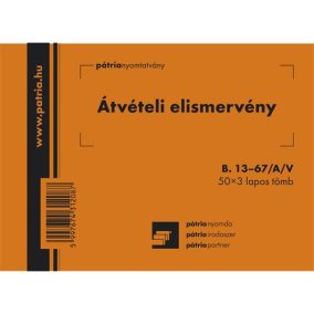 Átvételi elismervény 50x3 lapos tömb A/6 fekvő Átvételi elismervény 50x3 lapos tömb A/6 fekvő