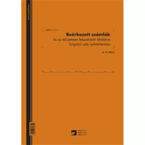   Beérkezett számlák és az előzetesen felszámított általános forgalmi adó nyilvántartó 50 lapos füzet 3 Áfás 240x340 mm
