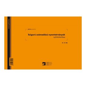   Szigorú számadású nyomtatványok nyilvántartása A/4 fekvő karton