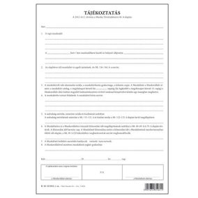   Tájékoztatás (munkaszerződéshez) 3 lapos garn. A/4 álló