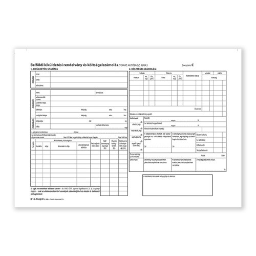 Belföldi kiküldetési rendelvény és költségelszámolás 25x2 lapos tömb A/4 fekvő