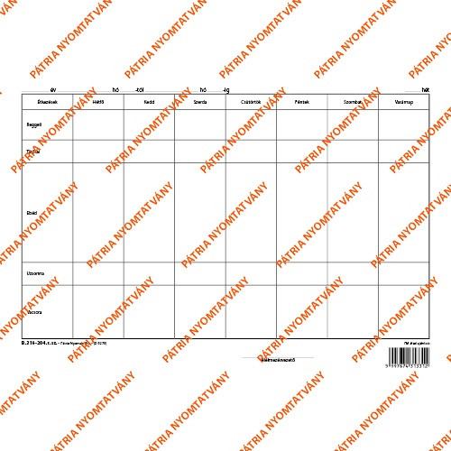 Heti étlap szabadlap A/4 fekvő