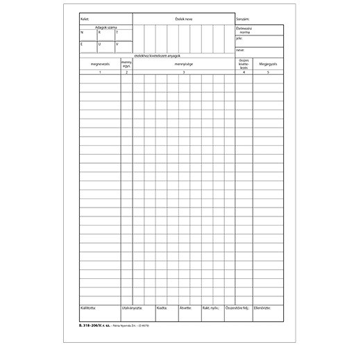Élelmezési anyag kiszabási és kivételezési bizonylat II. 50x2 lapos tömb A/4 álló