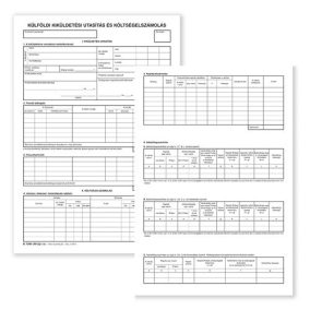   Külföldi kiküldetési utasítás és költségelszámolás szabadlap A/4 álló