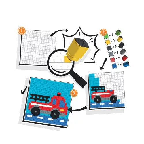 Bélyegző Trodat Pixel Stamp számozott kifestő szett Járművek